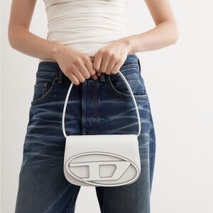 Diesel White Shoulder Bag with Silver Logo